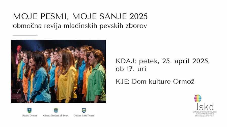 Moje pesmi, moje sanje 2025 - območna revija mladinskih pevskih zborov